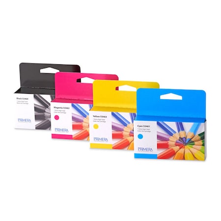 Primera Primera High Yield Cyan, Magenta, Yellow and Black Ink Cartridge, PK4 53465